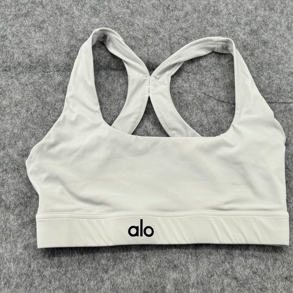 ALO Yoga Light Gray Racerback Sports Bra